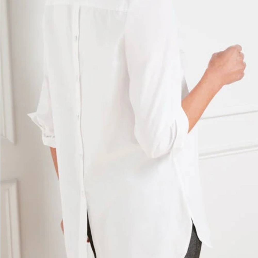 Talbots Poplin Tunic Shirt White 3X With Buttons On Back Short Sleeves - Picture 3 of 9